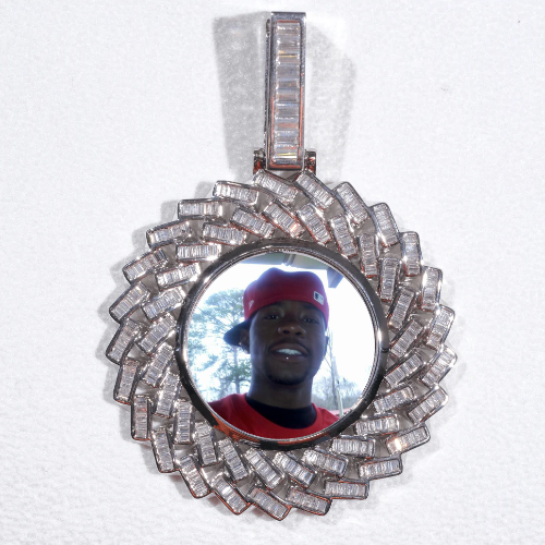 Large 3D Baguette Custom Picture Pendant