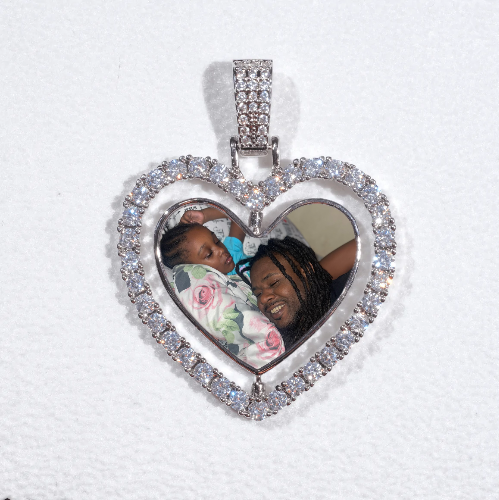 3D Spinning 2-Faced Heart Custom Picture Pendant