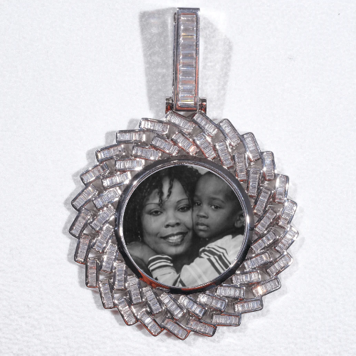 Large 3D Baguette Custom Picture Pendant