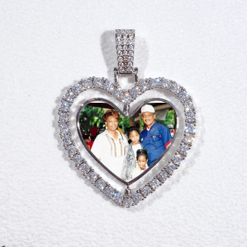 3D Spinning 2-Faced Heart Custom Picture Pendant