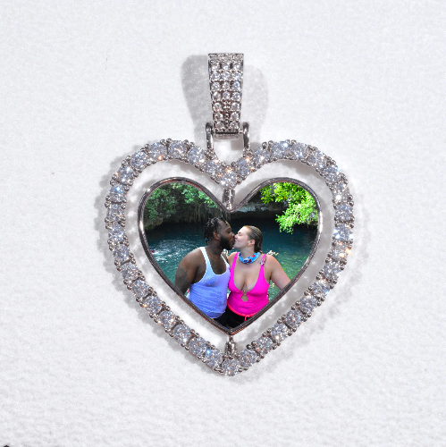 3D Spinning 2-Faced Heart Custom Picture Pendant