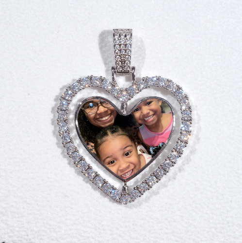 3D Spinning 2-Faced Heart Custom Picture Pendant