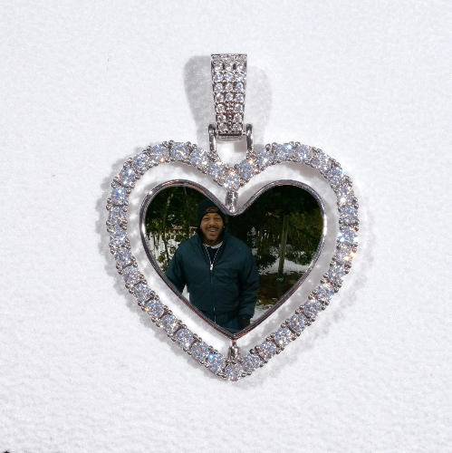 3D Spinning 2-Faced Heart Custom Picture Pendant