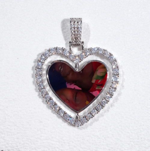 3D Spinning 2-Faced Heart Custom Picture Pendant