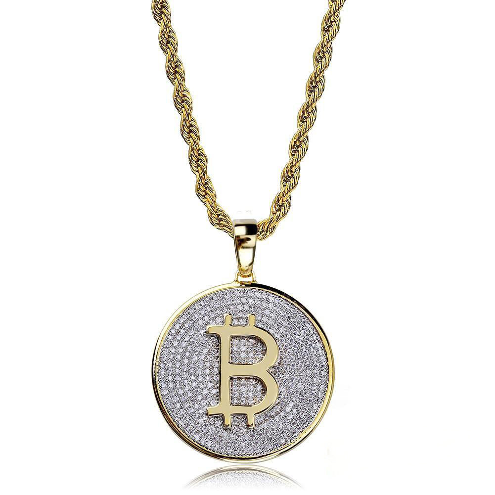 Two-tone Iced 31mm CZ  Cuban Link  Pendant In Yellow Gold-Plated