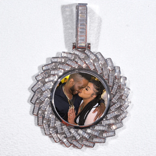 Large 3D Baguette Custom Picture Pendant