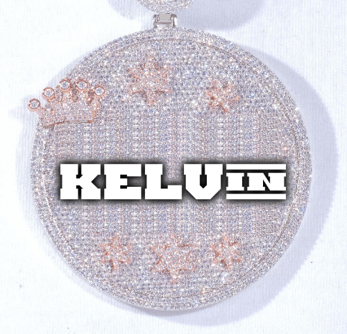 CUSTOM LETTER NECKLACE 3D BIG CROWN DISC