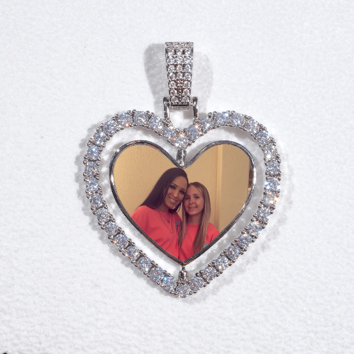 3D Spinning 2-Faced Heart Custom Picture Pendant