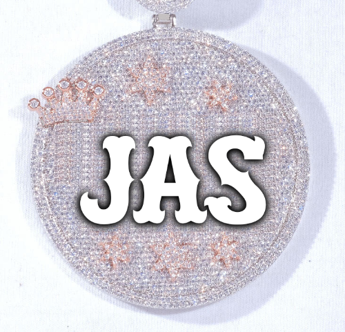 CUSTOM LETTER NECKLACE 3D BIG CROWN DISC
