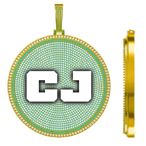 CUSTOM LETTER NECKLACE 3D BIG DISC