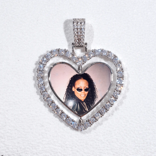 3D Spinning 2-Faced Heart Custom Picture Pendant