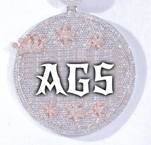 CUSTOM LETTER NECKLACE 3D BIG CROWN DISC