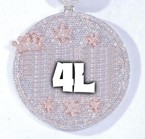 CUSTOM LETTER NECKLACE 3D BIG CROWN DISC