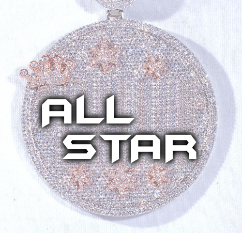 CUSTOM LETTER NECKLACE 3D BIG CROWN DISC