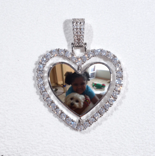 3D Spinning 2-Faced Heart Custom Picture Pendant
