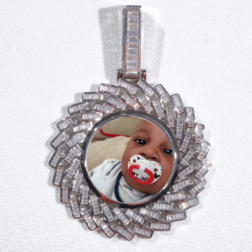 Large 3D Baguette Custom Picture Pendant