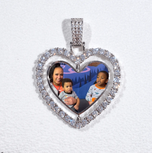 3D Spinning 2-Faced Heart Custom Picture Pendant