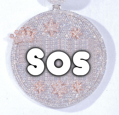 CUSTOM LETTER NECKLACE 3D BIG CROWN DISC