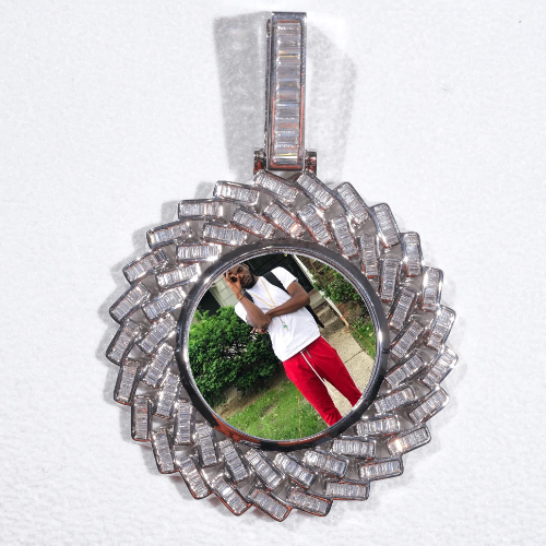 Large 3D Baguette Custom Picture Pendant