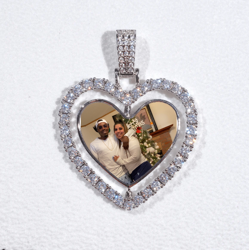 3D Spinning 2-Faced Heart Custom Picture Pendant