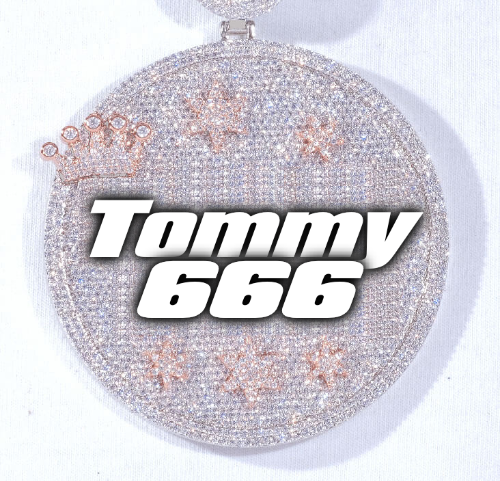 CUSTOM LETTER NECKLACE 3D BIG CROWN DISC
