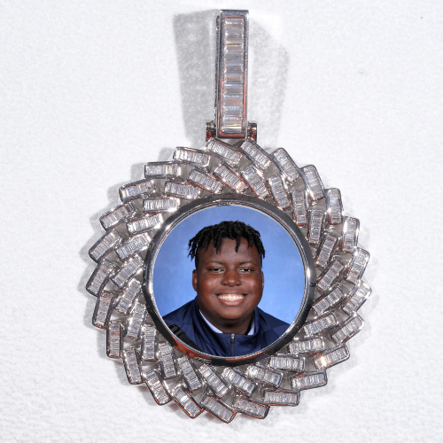Large 3D Baguette Custom Picture Pendant
