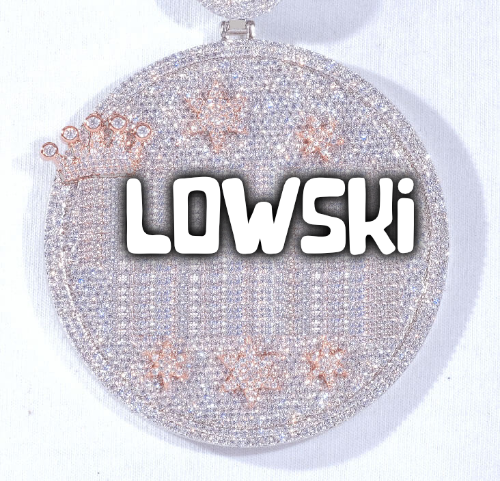 CUSTOM LETTER NECKLACE 3D BIG CROWN DISC