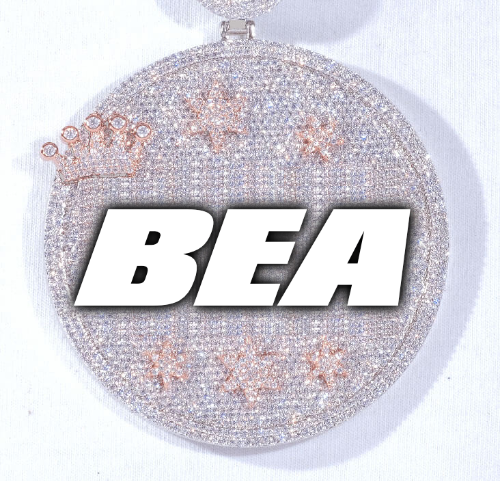 CUSTOM LETTER NECKLACE 3D BIG CROWN DISC
