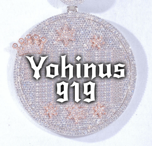 CUSTOM LETTER NECKLACE 3D BIG CROWN DISC