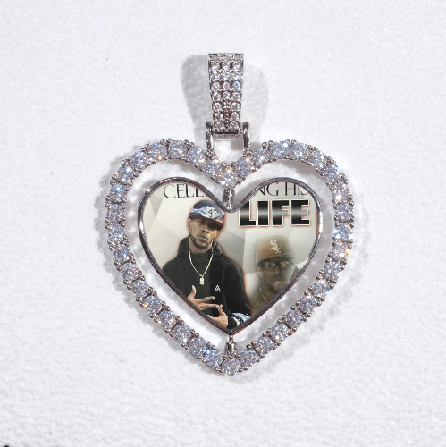 3D Spinning 2-Faced Heart Custom Picture Pendant