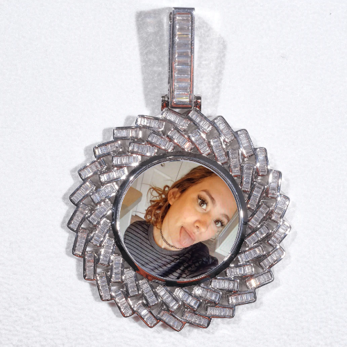 Large 3D Baguette Custom Picture Pendant