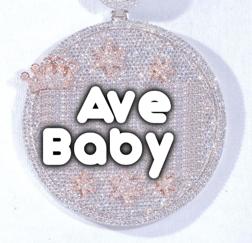 CUSTOM LETTER NECKLACE 3D BIG CROWN DISC