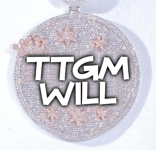 CUSTOM LETTER NECKLACE 3D BIG CROWN DISC