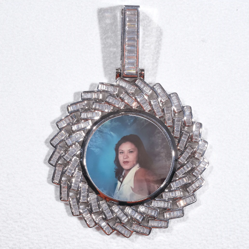Large 3D Baguette Custom Picture Pendant