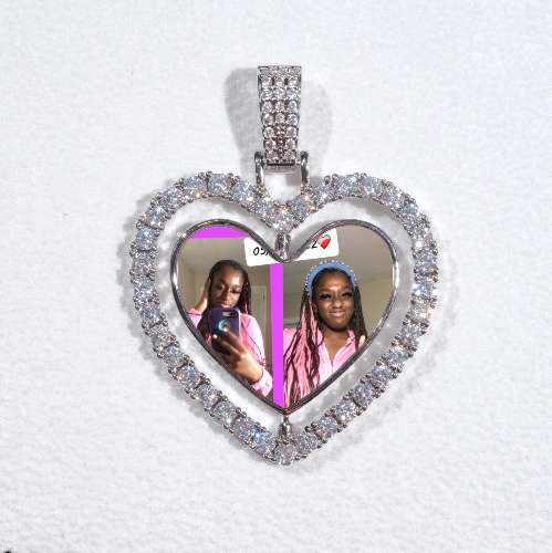 3D Spinning 2-Faced Heart Custom Picture Pendant