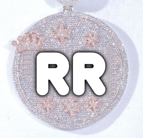 CUSTOM LETTER NECKLACE 3D BIG CROWN DISC