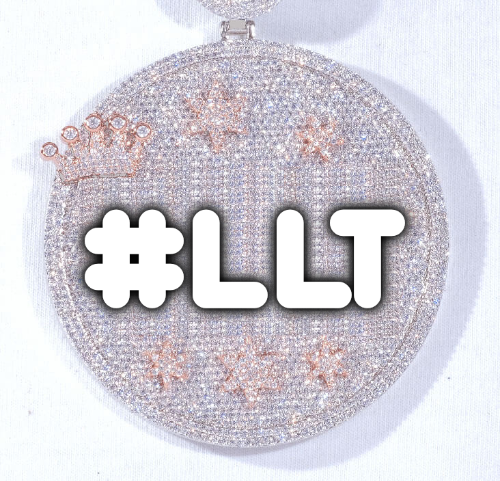 CUSTOM LETTER NECKLACE 3D BIG CROWN DISC