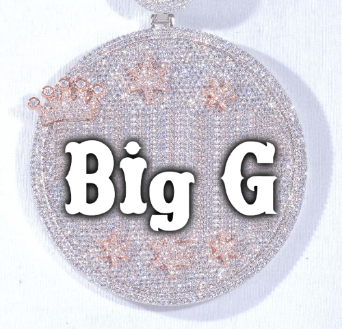 CUSTOM LETTER NECKLACE 3D BIG CROWN DISC