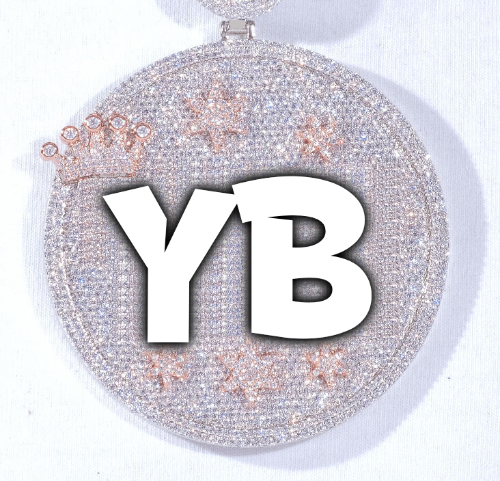 CUSTOM LETTER NECKLACE 3D BIG CROWN DISC
