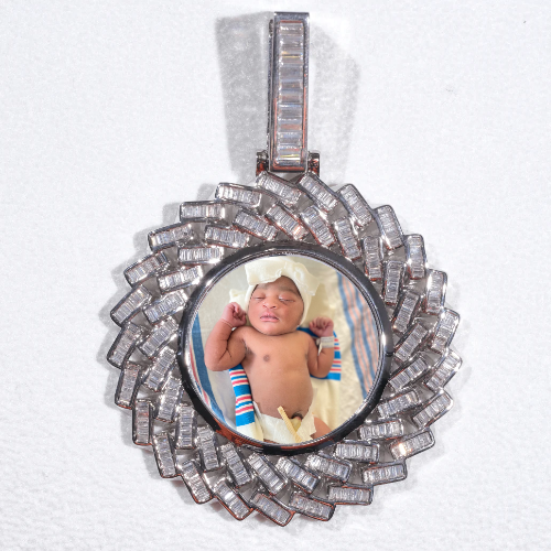 Large 3D Baguette Custom Picture Pendant