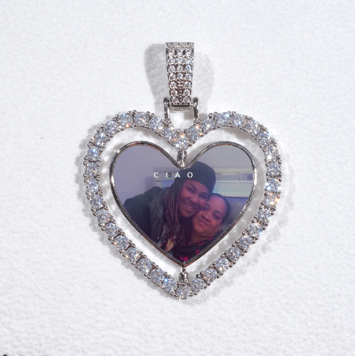 3D Spinning 2-Faced Heart Custom Picture Pendant