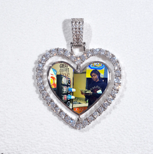 3D Spinning 2-Faced Heart Custom Picture Pendant