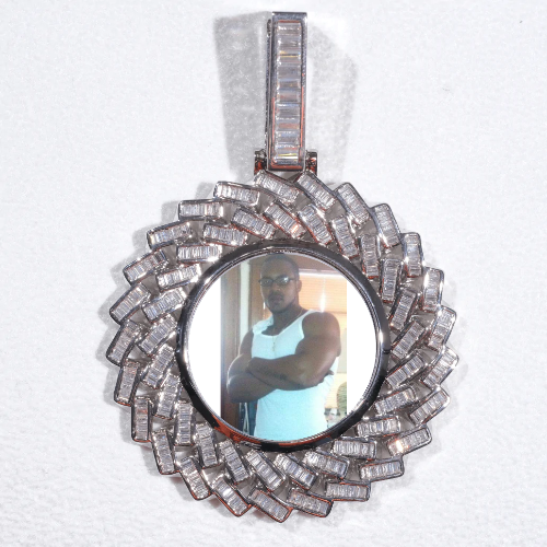 Large 3D Baguette Custom Picture Pendant