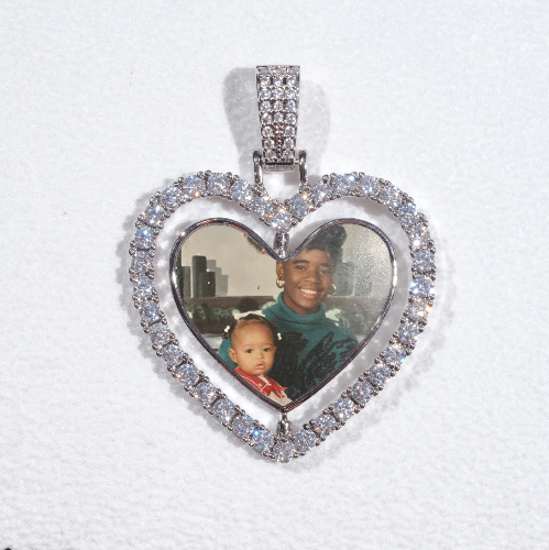 3D Spinning 2-Faced Heart Custom Picture Pendant
