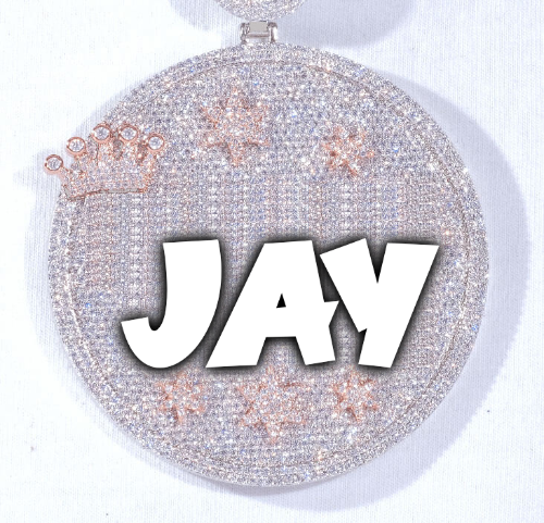 CUSTOM LETTER NECKLACE 3D BIG CROWN DISC