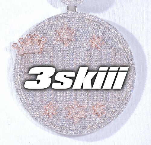 CUSTOM LETTER NECKLACE 3D BIG CROWN DISC