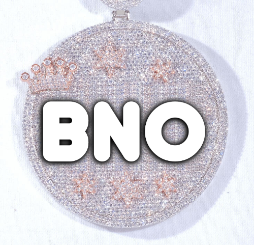 CUSTOM LETTER NECKLACE 3D BIG CROWN DISC