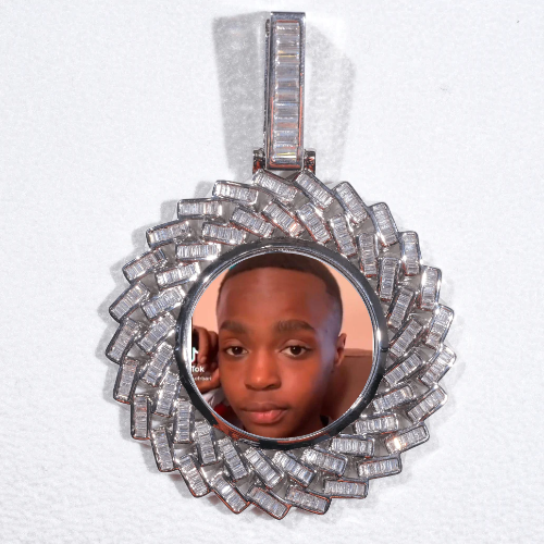 Large 3D Baguette Custom Picture Pendant