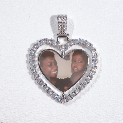 3D Spinning 2-Faced Heart Custom Picture Pendant