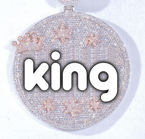 CUSTOM LETTER NECKLACE 3D BIG CROWN DISC
